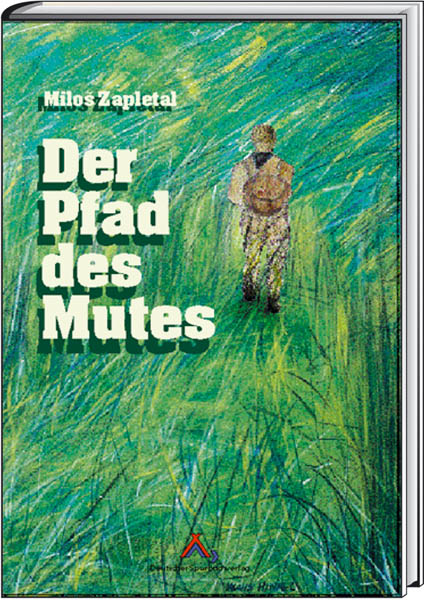 Buchcover gemate grüne Wiese mit einem Pfadfinder daruf der von hinten zu sehen ist.