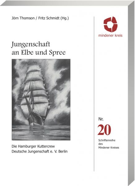 Weißes Buchcover mit einer schwarz weiß Zeichnung eines großen Segelschiffes