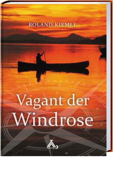 Buchcover orangefarben, Mann in einem Boot auf einem See, Titelschrift orangefarben